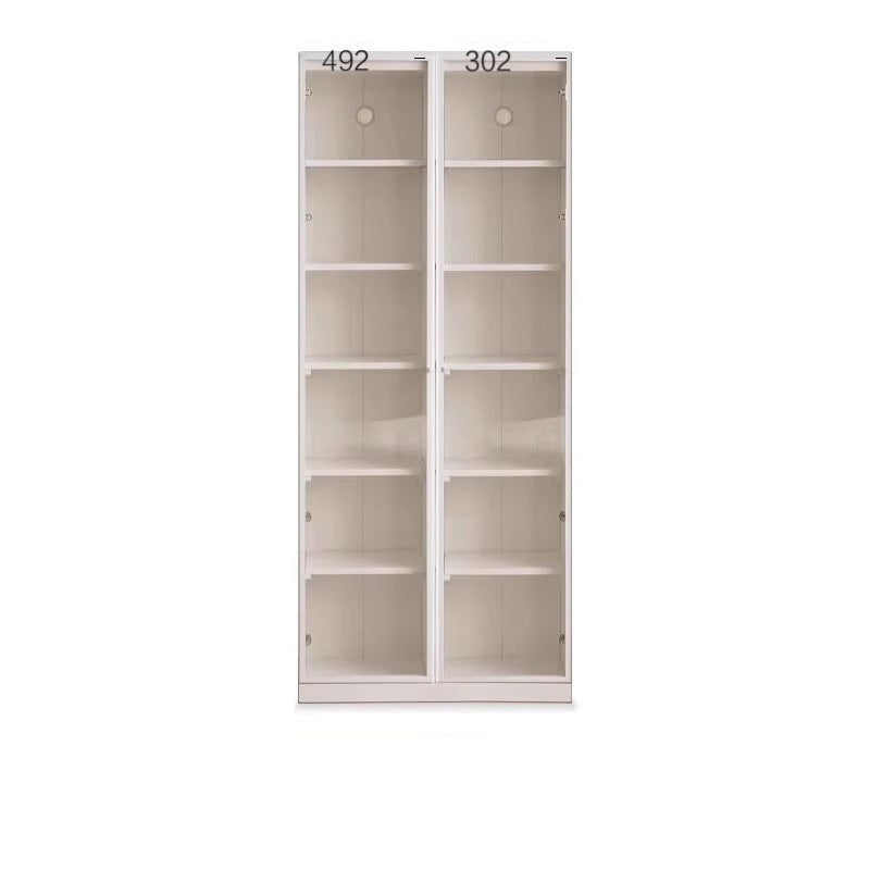 Poplar Solid Wood Combination Bookshelf Wall-To-Ceiling Bookcase Glass Door Display Cabinet Cream Style<