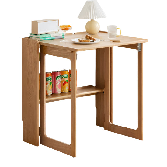 Solid Rubberwood, Oak Solid Wood Nordic Modern Dining Folding Table