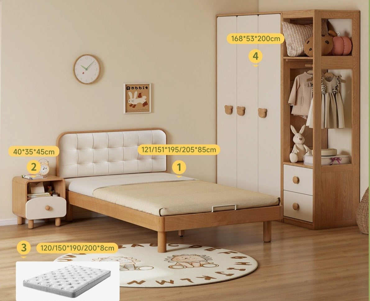 Beech Solid Wood Bedroom Furniture Set Children's Bed Montessori.