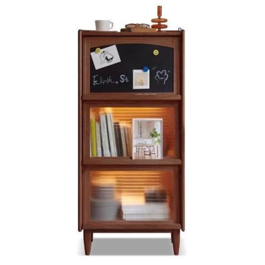 Cherry, Oak Solid Wood Japanese Flip Glass Door Bookcase