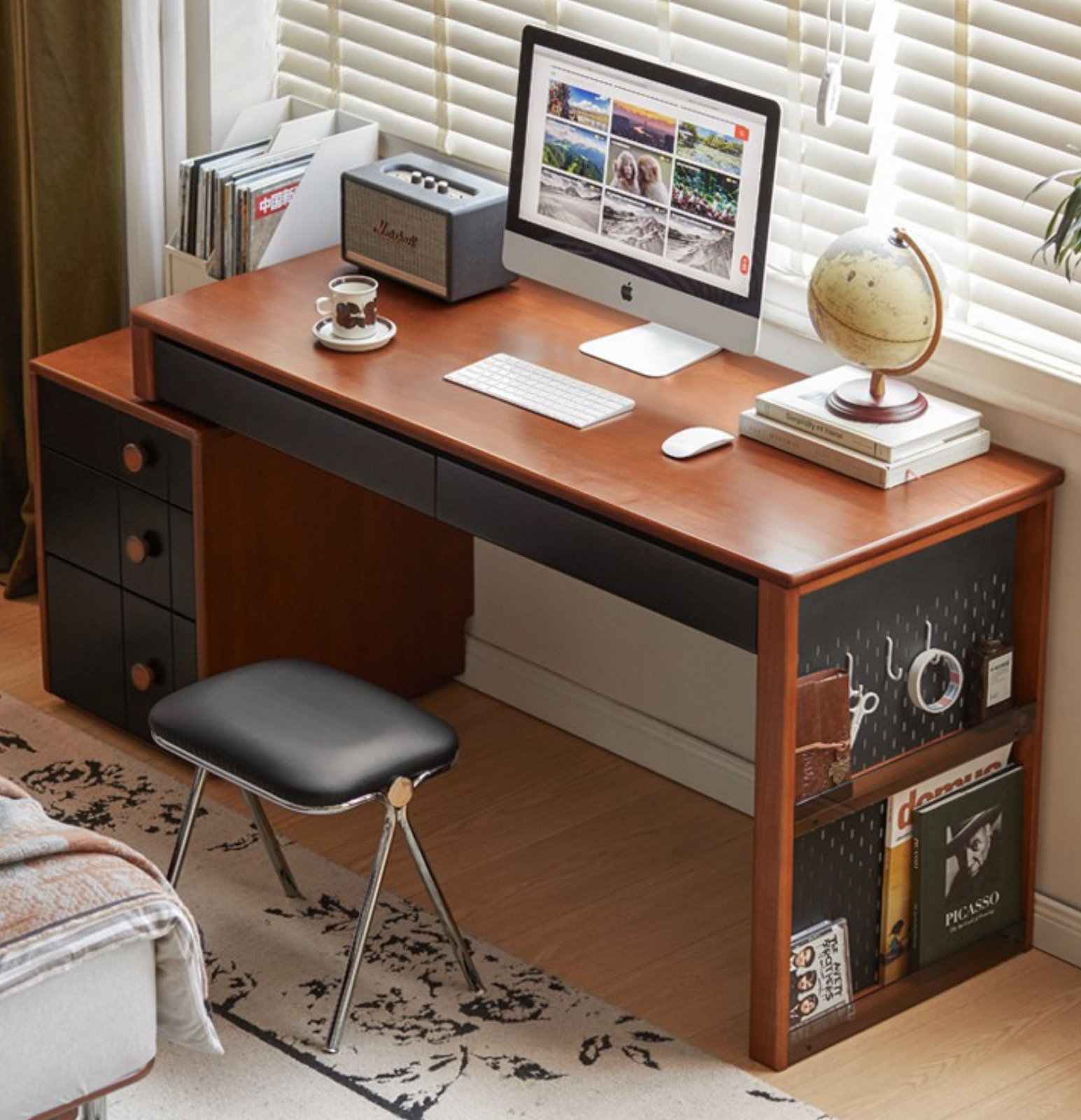 Poplar Solid Wood Desk Extendable Office Desk