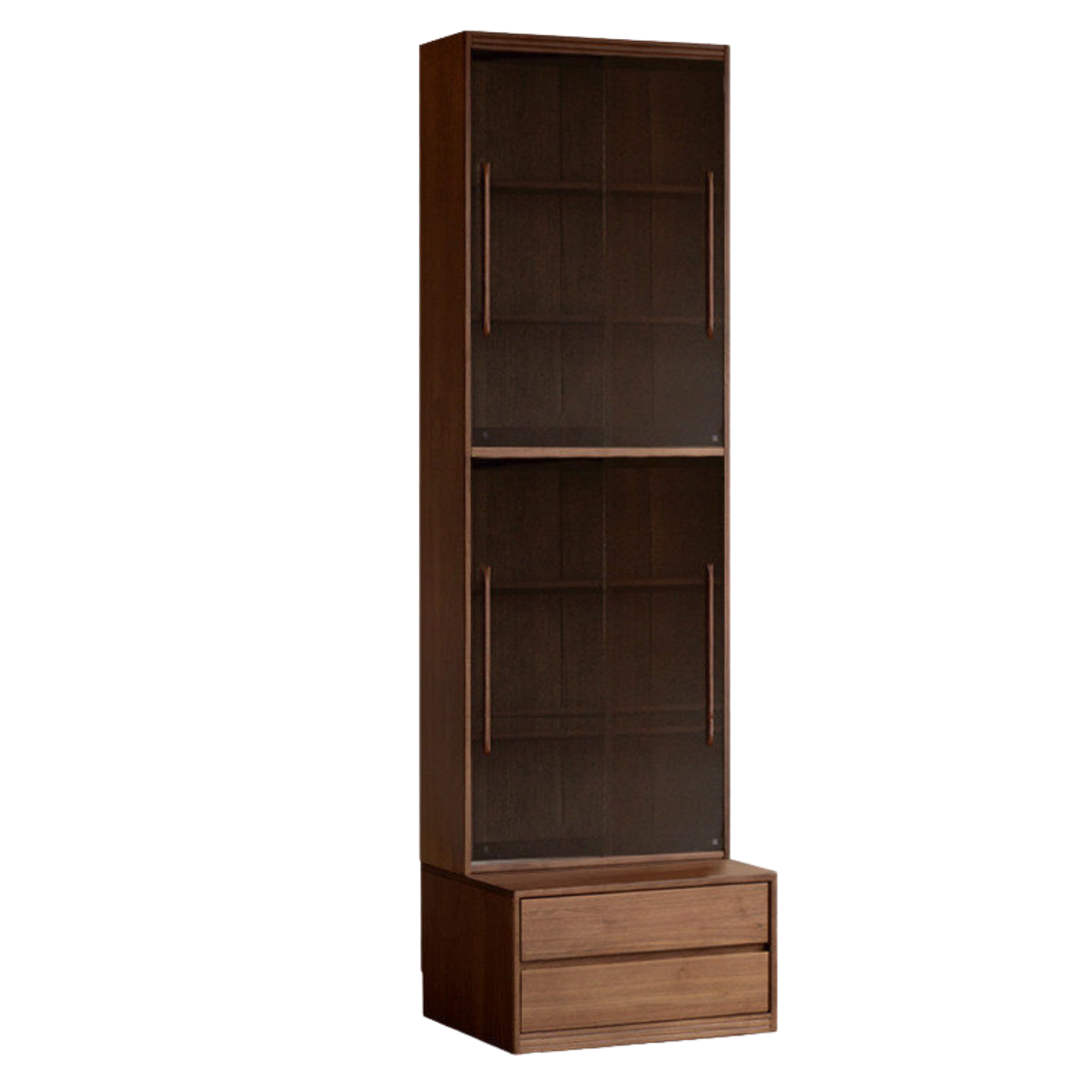Black Walnut, Sandalwood Solid Wood Light Luxury Combined Bookshelf With Seat