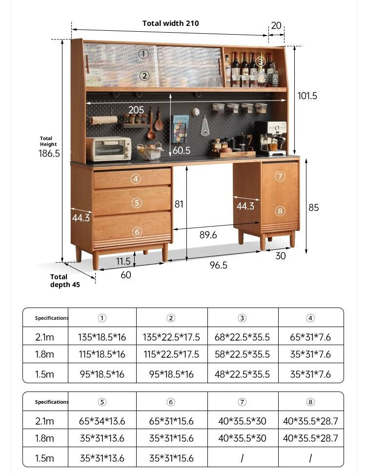 Cherry Solid Wood Rock Plate Sideboard