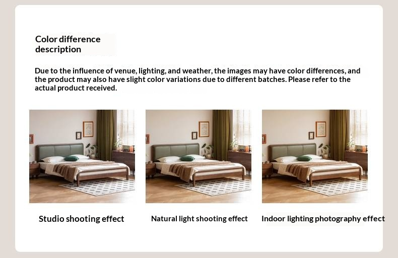 Black Walnut, Beech Solid Wood Retro Upholstered Large Bed