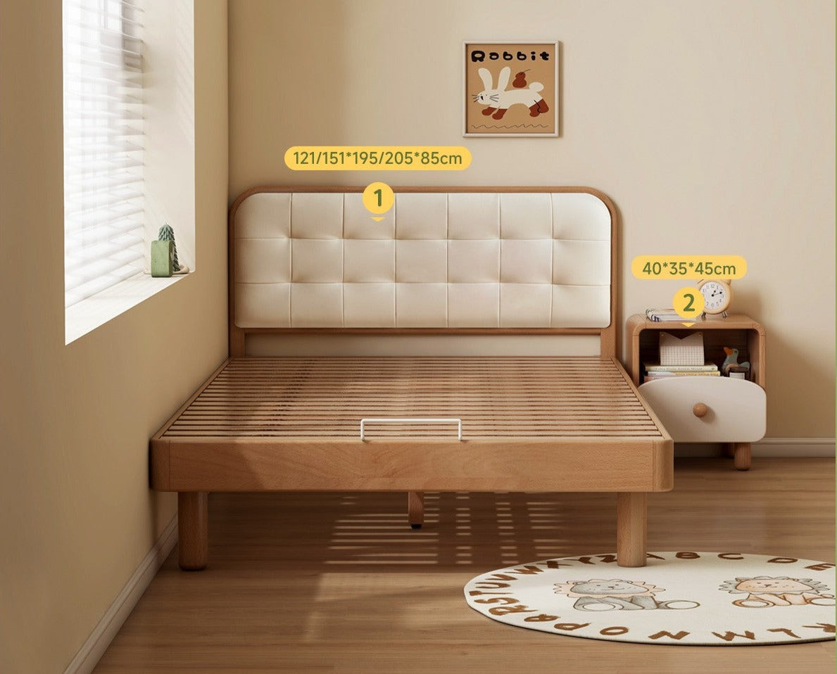 Beech Solid Wood Bedroom Furniture Set Children's Bed Montessori.
