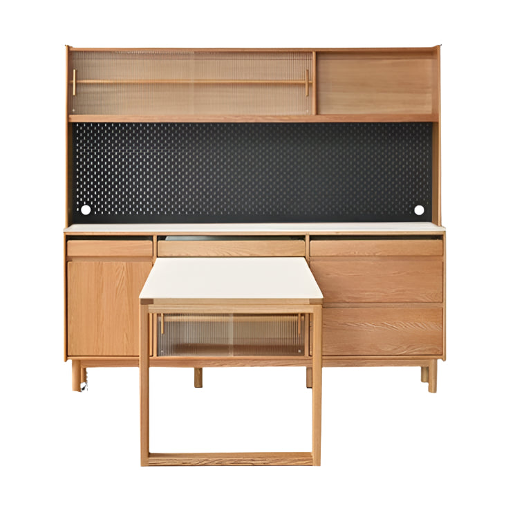 Oak Solid Wood Rock Plate Dining Sideboard