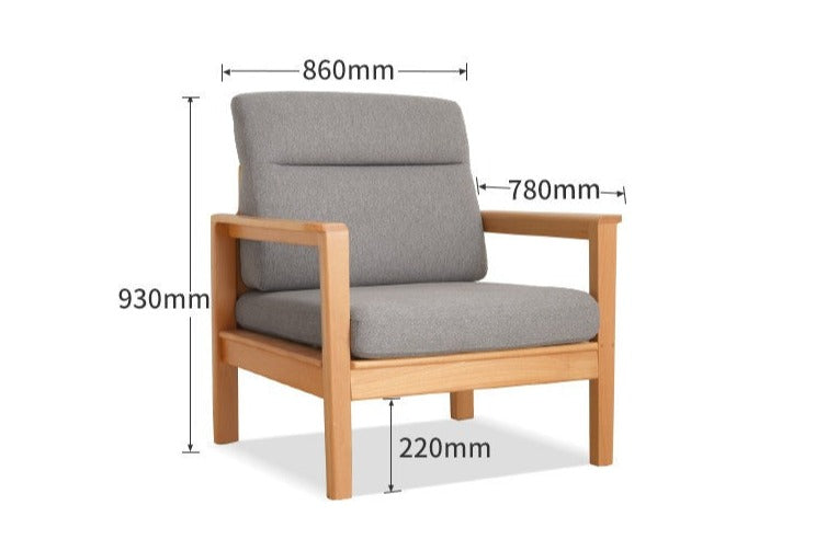Beech Solid Wood Armchair Modern Minimalist)