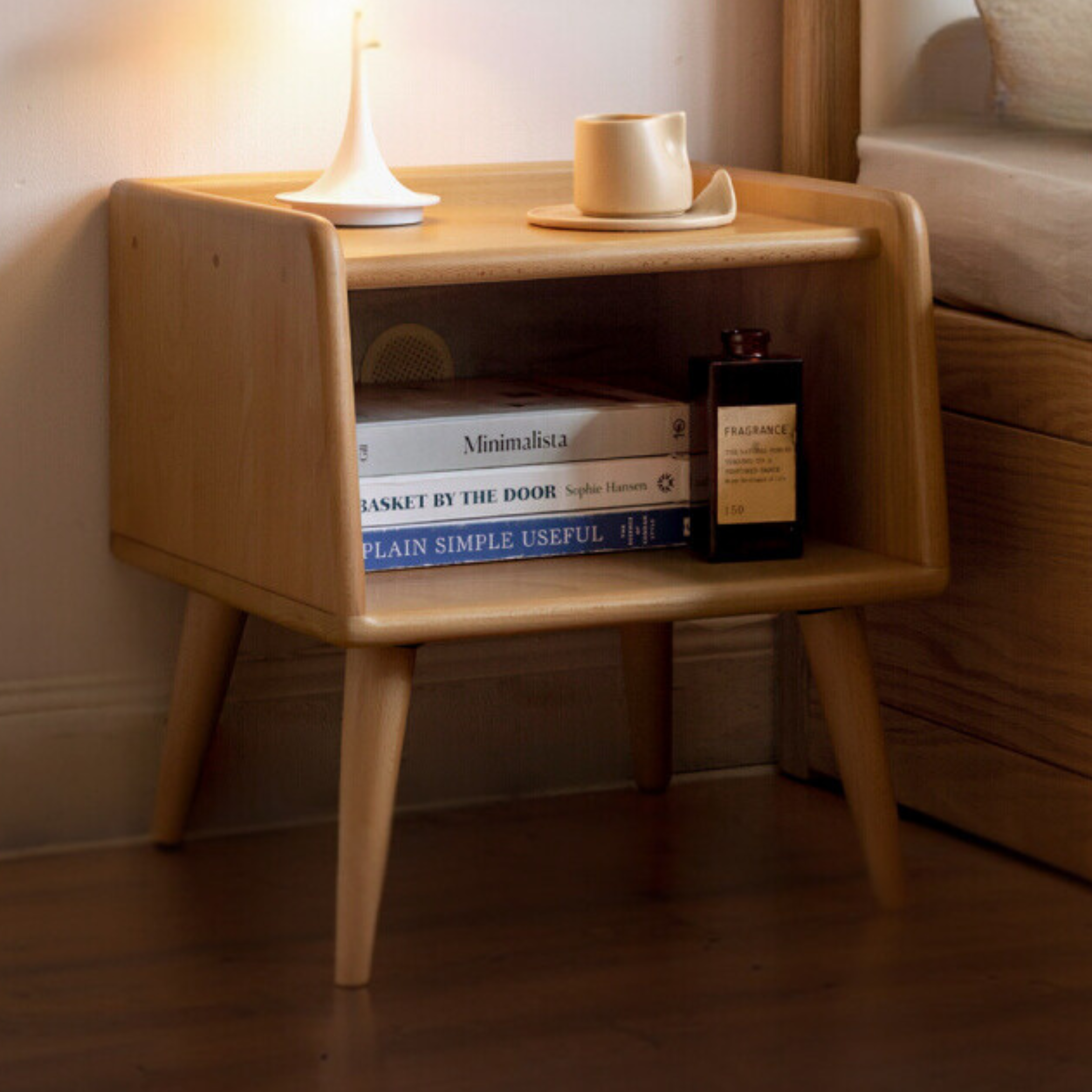 Beech solid wood Fully open nightstand