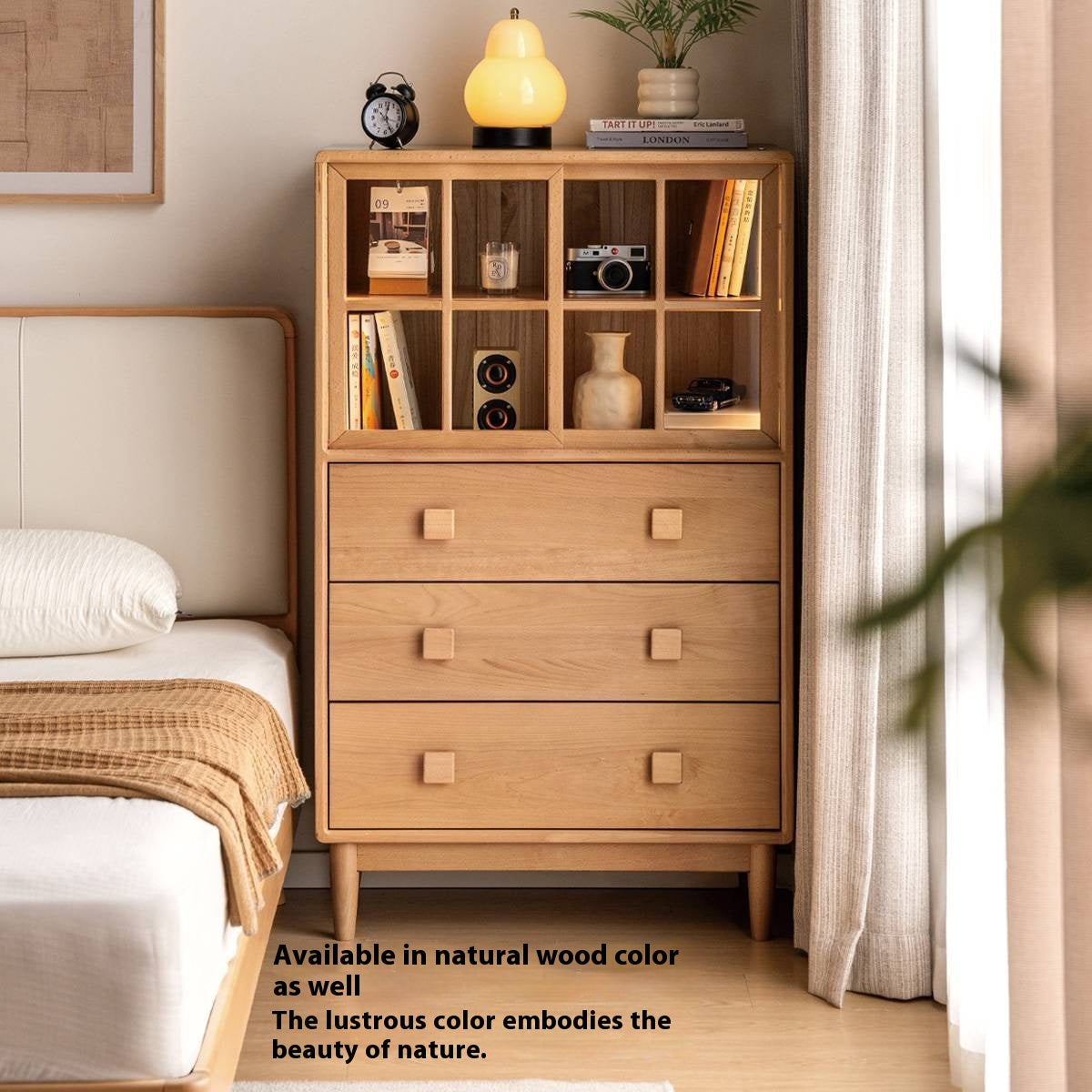 Beech Solid Wood Modern Side Cabinet