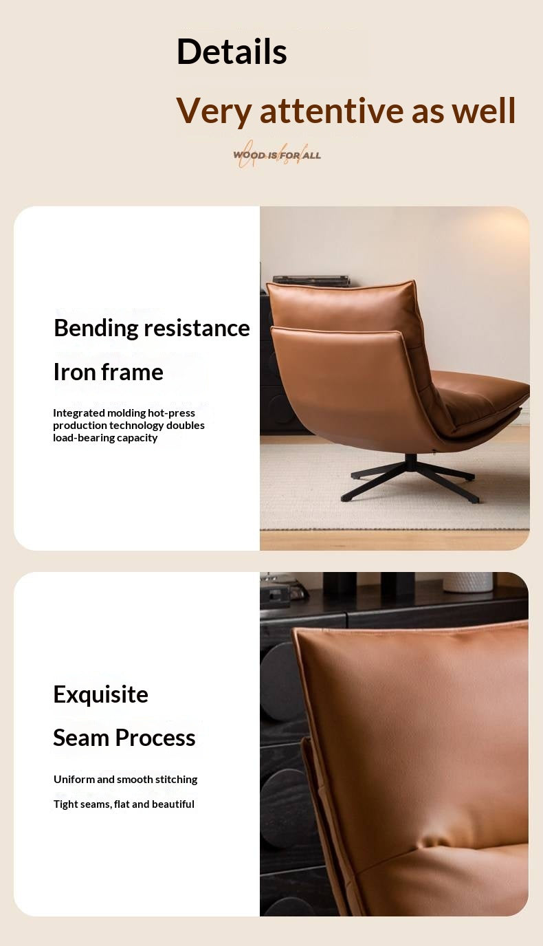 Italian Modern Swivel Lounge Chair with Upholstered Cushion eco leather