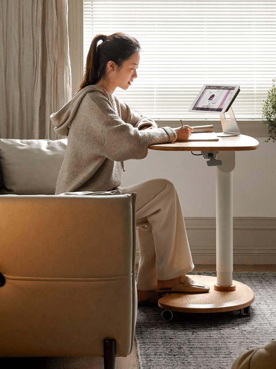 Oak Solid Wood Mobile Standing Desk
