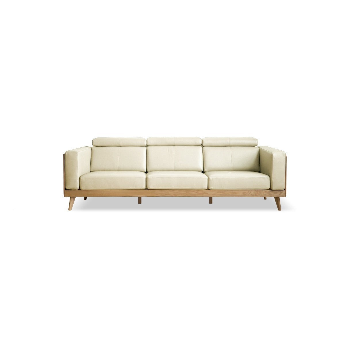 Ash Solid Wood L-Shaped Fabric Sofa with Adjustable Headrests
