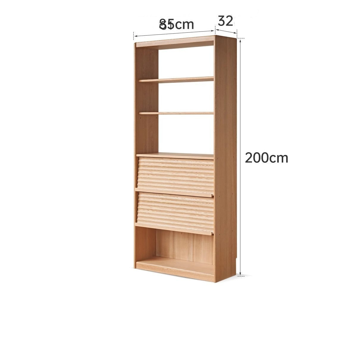 Oak, Beech Solid Wood Bookcase With Glass Door Floor-Standing Bookshelf Multi-Layer Storage Rack Free Combination Display Cabinet
