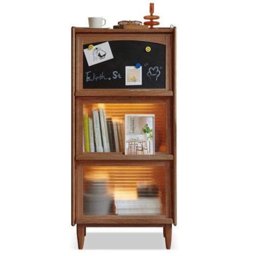 Cherry, Oak Solid Wood Japanese Flip Glass Door Bookcase