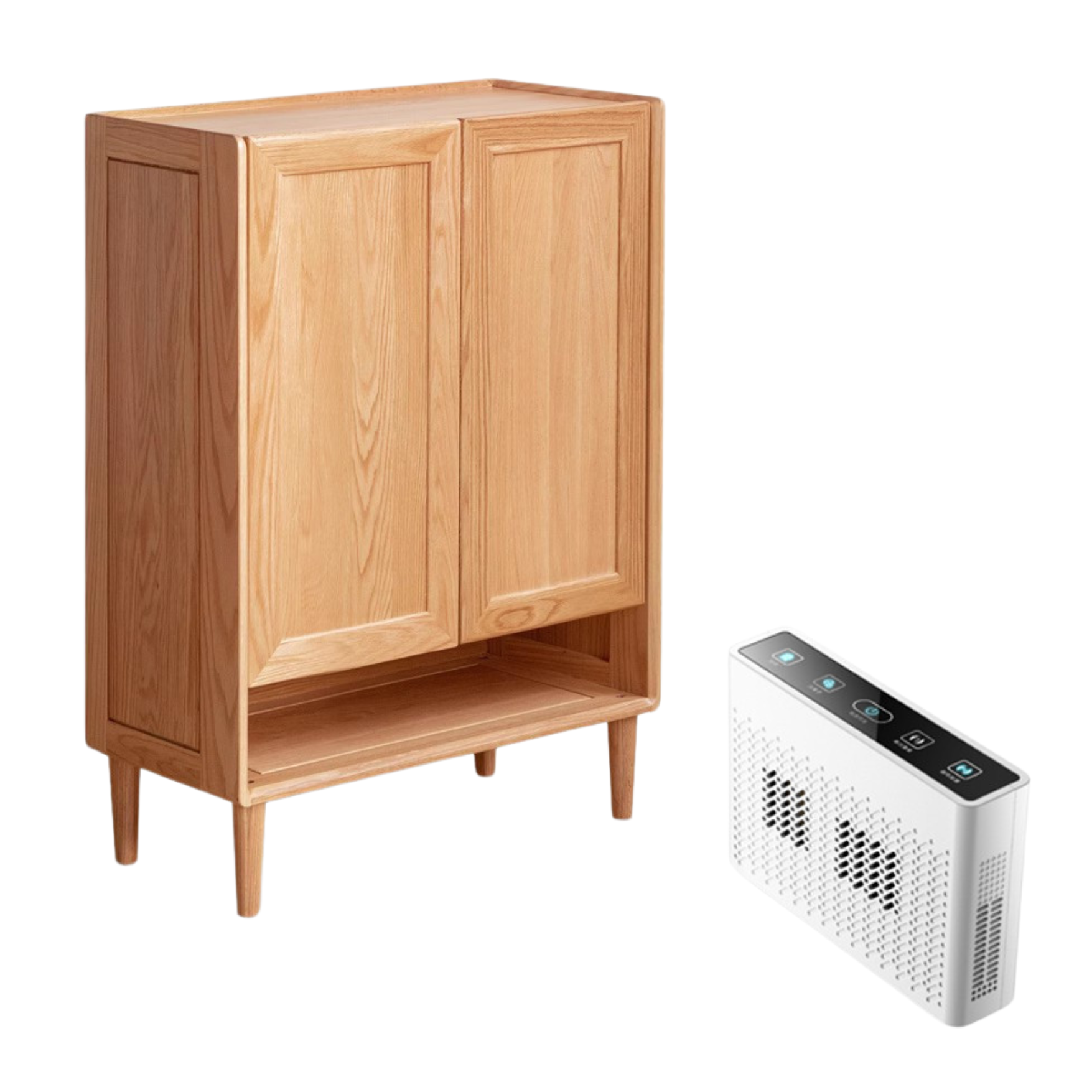 Oak Solid Wood, Solid Rubberwood Shoe Cabinet, Shoe Changing