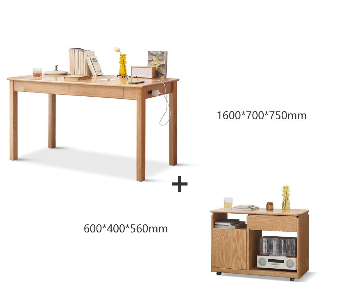 Oak, Ash Solid Wood USB Office Desk
