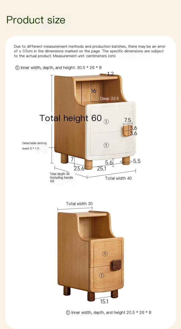 Beech Solid Wood Modern Kids Nightstand.