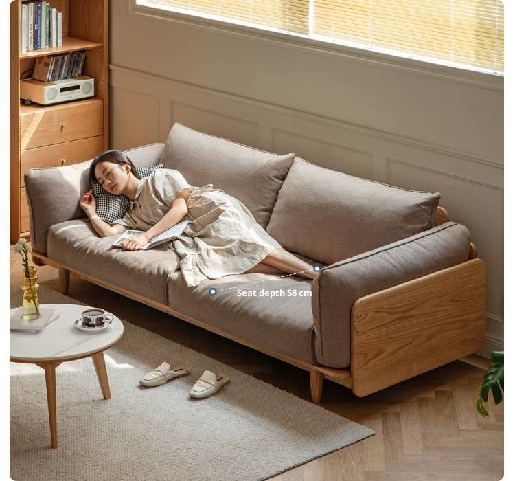 Oak, Ash Solid Wood genuine leather, fabric Sofa