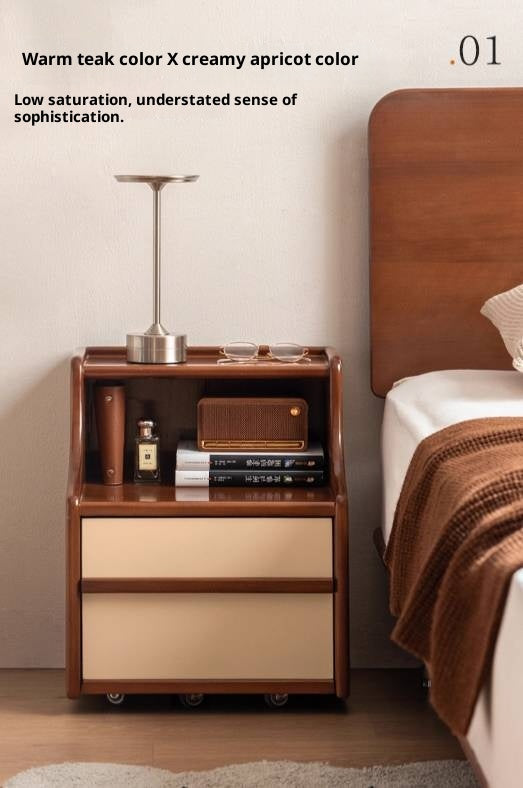Poplar Solid Wood Movable Bauhaus Style Nightstand