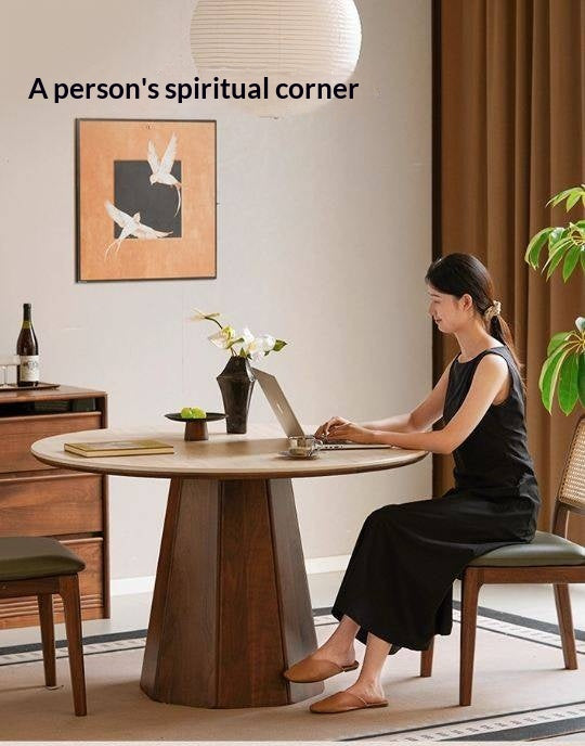 Black Walnut Solid Wood Round Slab Dining Table