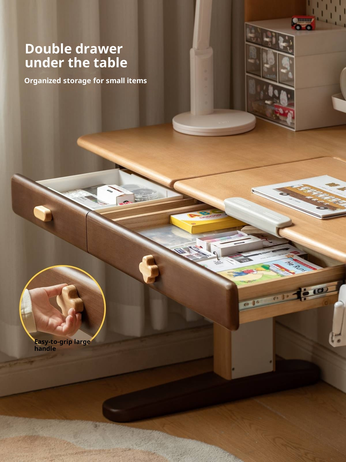 Beech Solid Wood Adjustable Height-Adjustable Study Desk