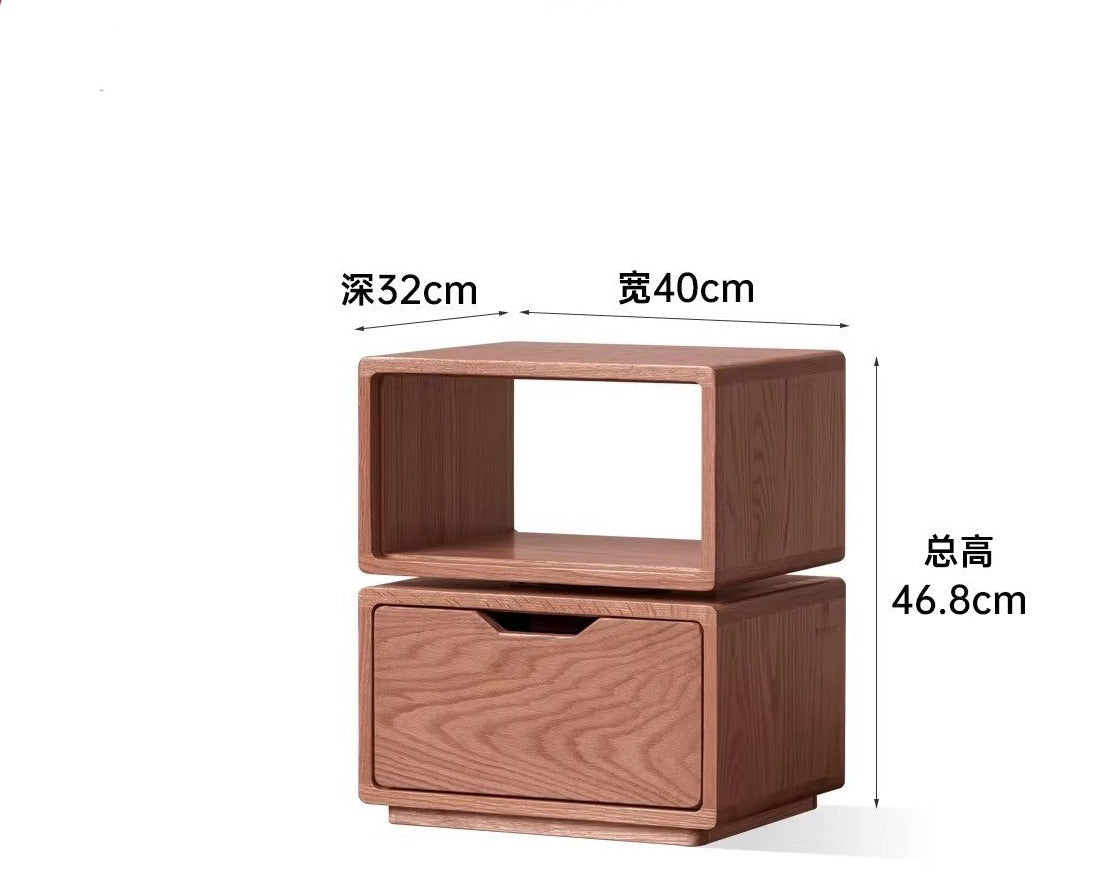 Oak Solid Wood SideTable Rotating Nightstand.