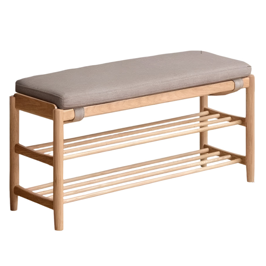 Oak Solid Wood, Solid Rubberwood Modern Shoe Changing Stool