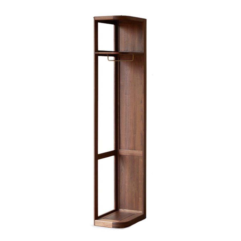 Black Walnut Solid Wood Storage Rack Floor Corner Hanger.