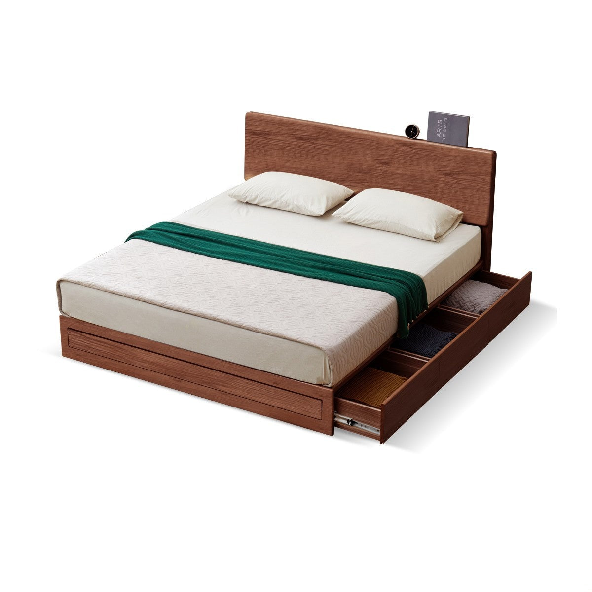 Ash, Oak, Black Walnut Solid Wood Box Bed Modern