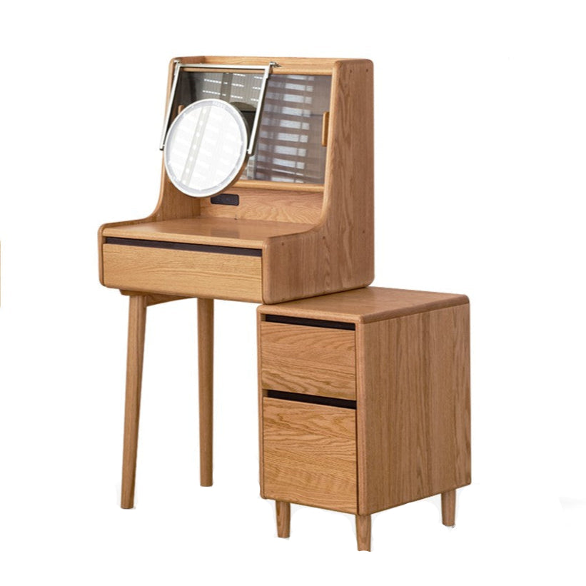 Oak Solid Wood Dressing Table Shelf Integrated.