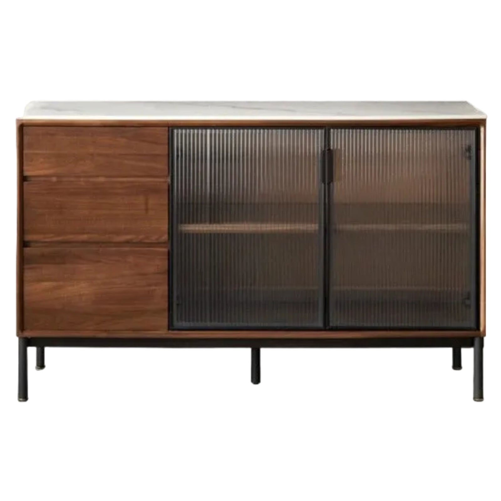Black Walnut Solid Wood, Sandalwood Rock Sideboard Buffet Cabinet