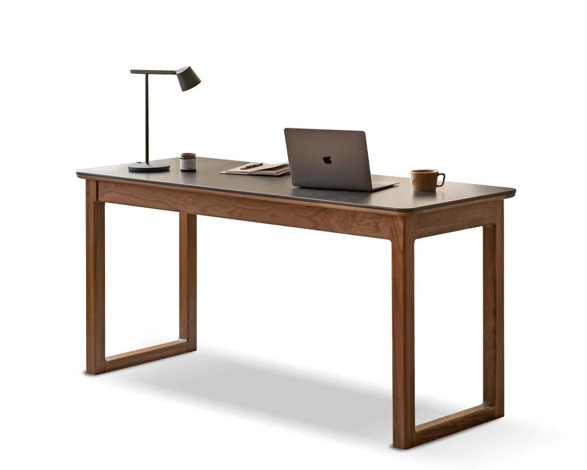 Rock slate Black Walnut Solid Wood Long Table "