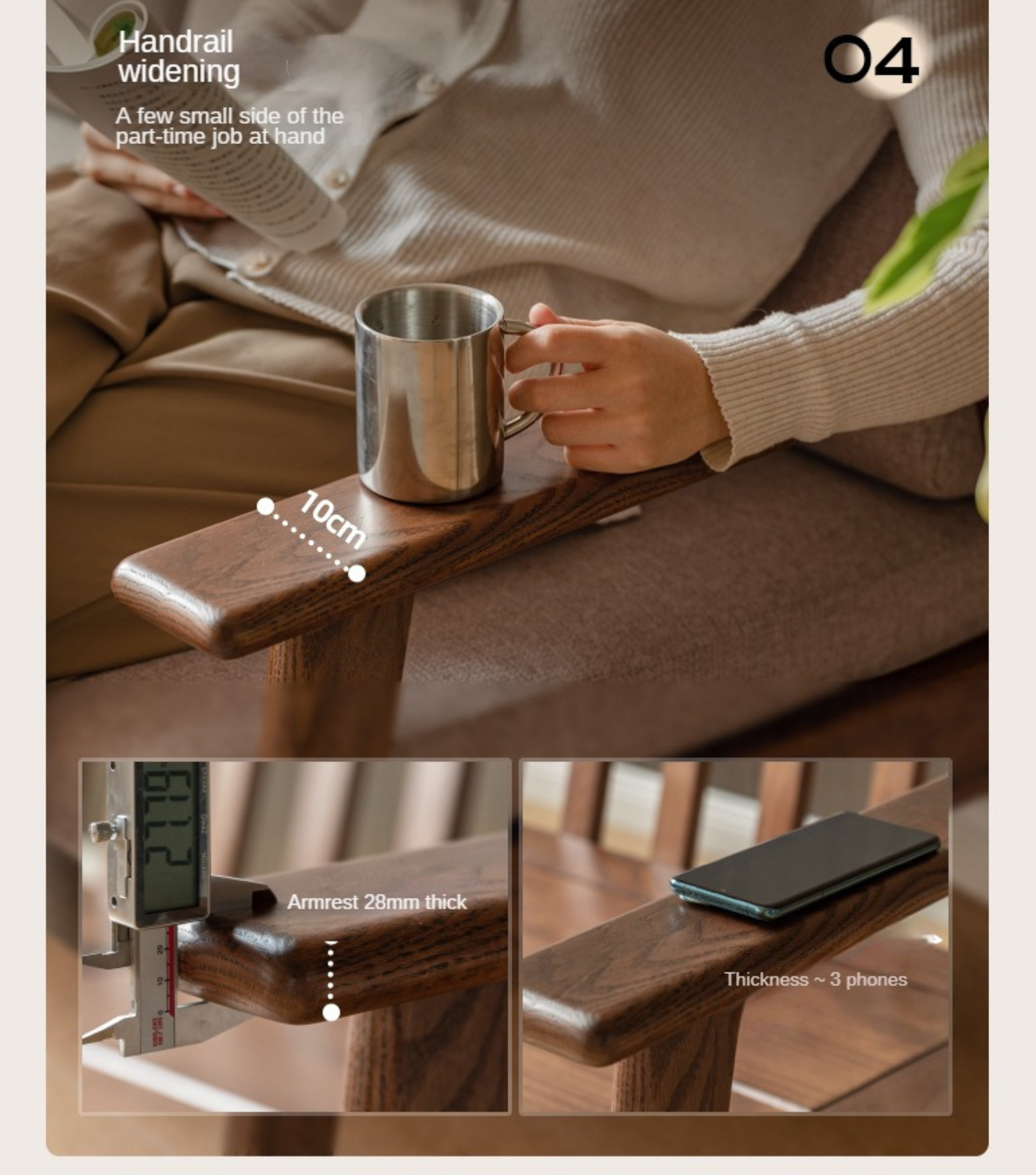 Oak Solid Wood Straight Sofa 4 fabrics color