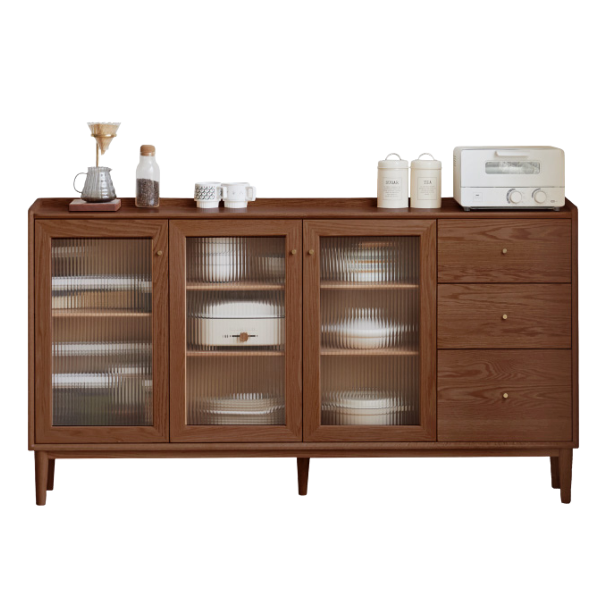 Oak, Ash, Black Walnut, Cherry, Beech Solid Wood, Solid RubberWood Ultra-thin Sideboard Sliding Door