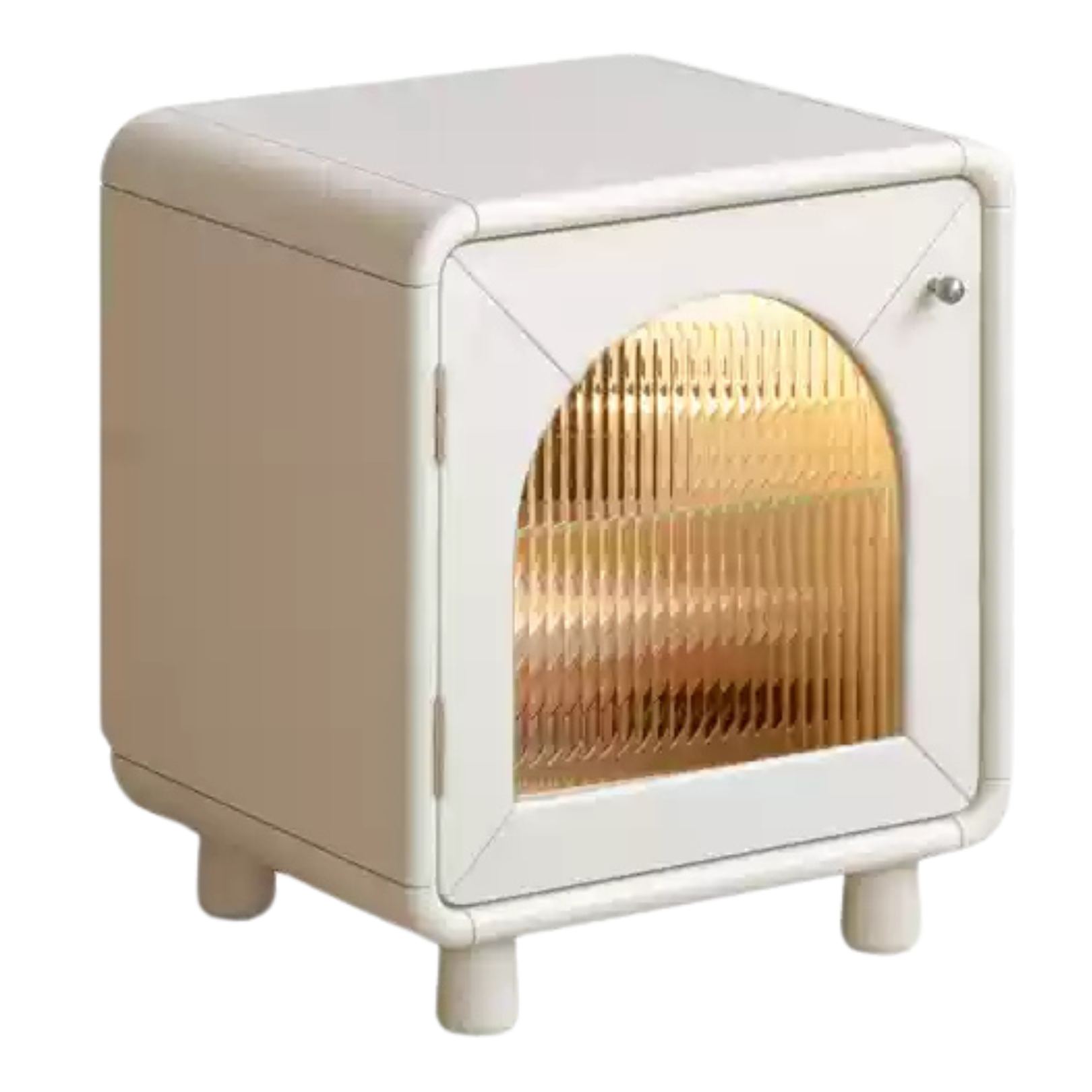 Solid RubberWood, Poplar Solid Wood Light Nightstand Cream Style