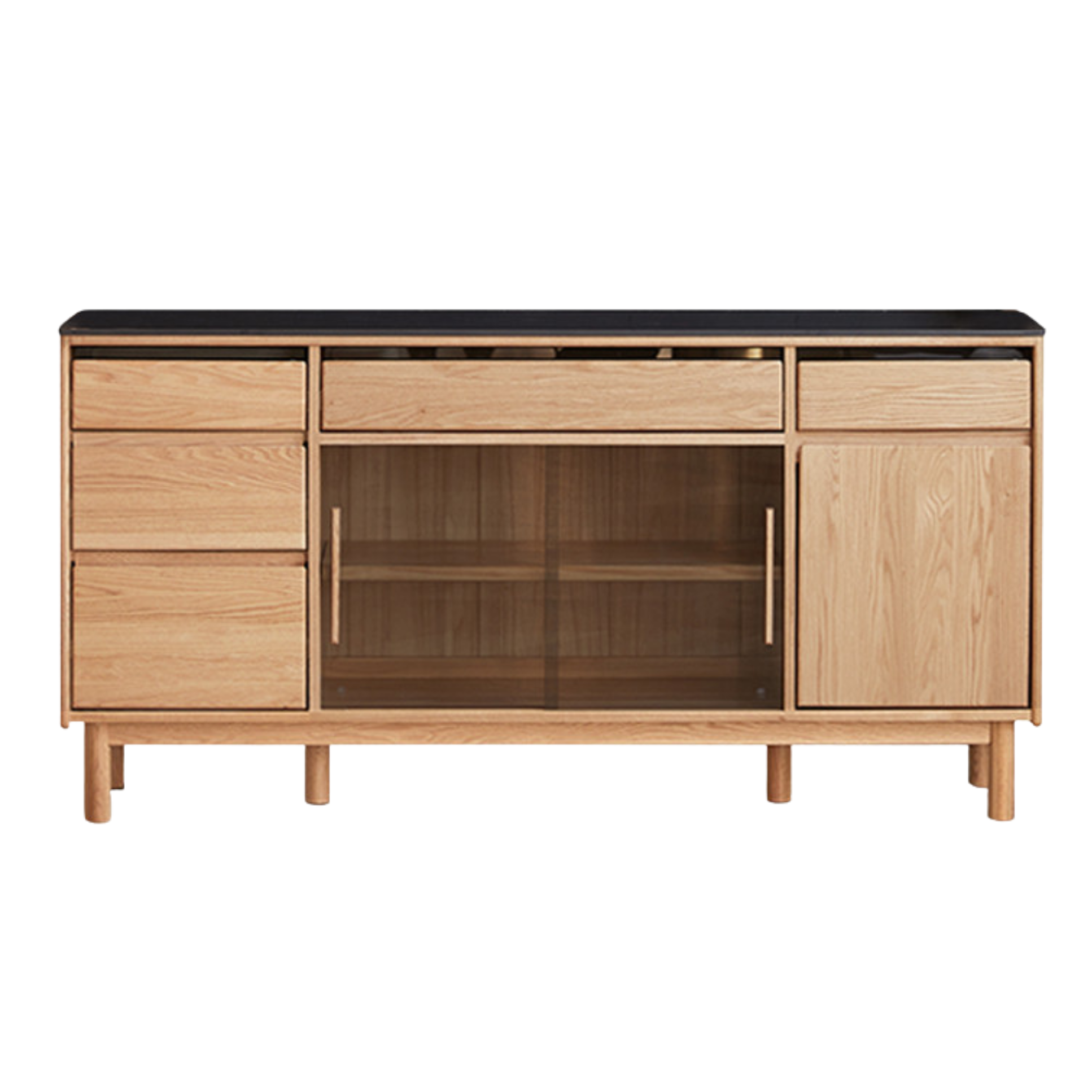 Oak, Ash Solid Wood Modern Rock Board Sideboard