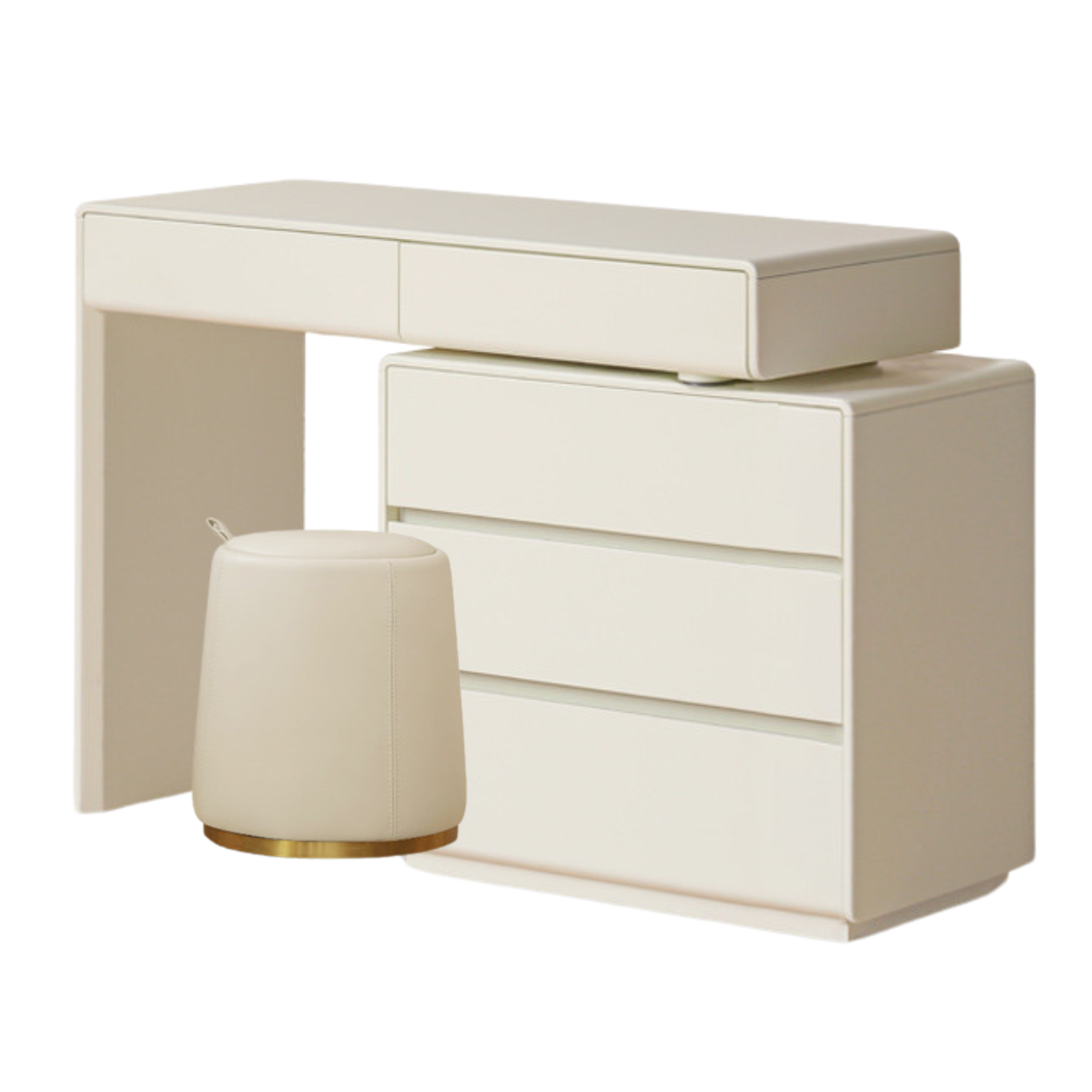 Poplar Solid Wood, Solid Rubberwood L-Shape Dressing Table