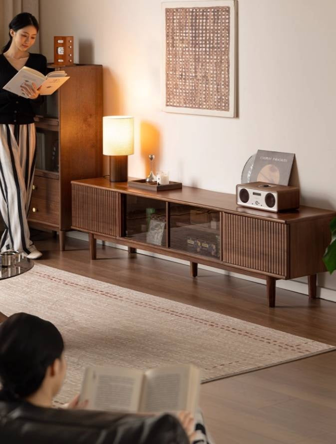 Black Walnut Solid Wood Modern TV Cabinet