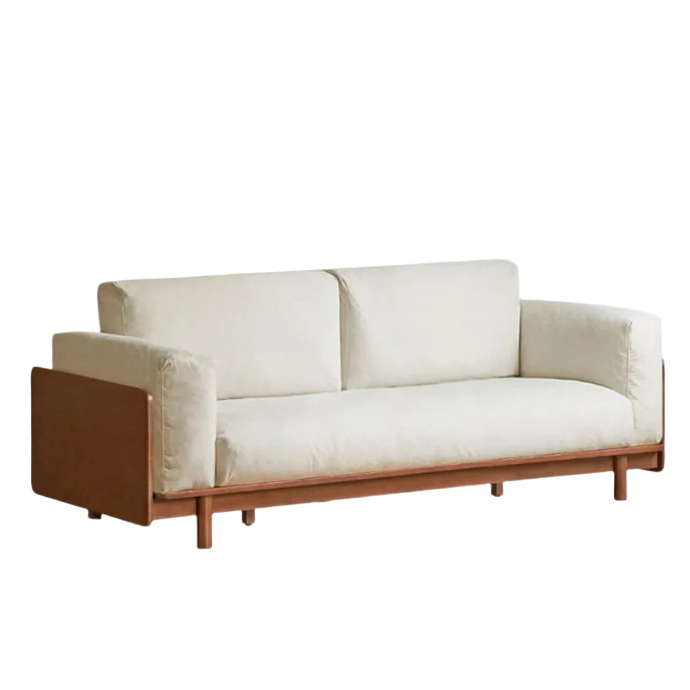 Solid RubberWood Fabric Sofa Ancient Style