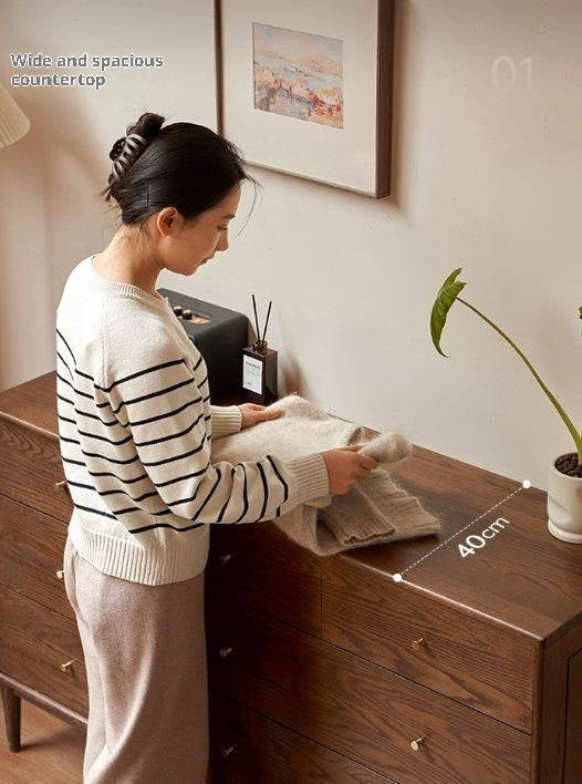 Oak, Solid Rubberwood Modern Minimalist Chest of Drawers