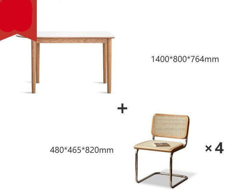 Rock slab Oak Solid wood semi-circular dining table "