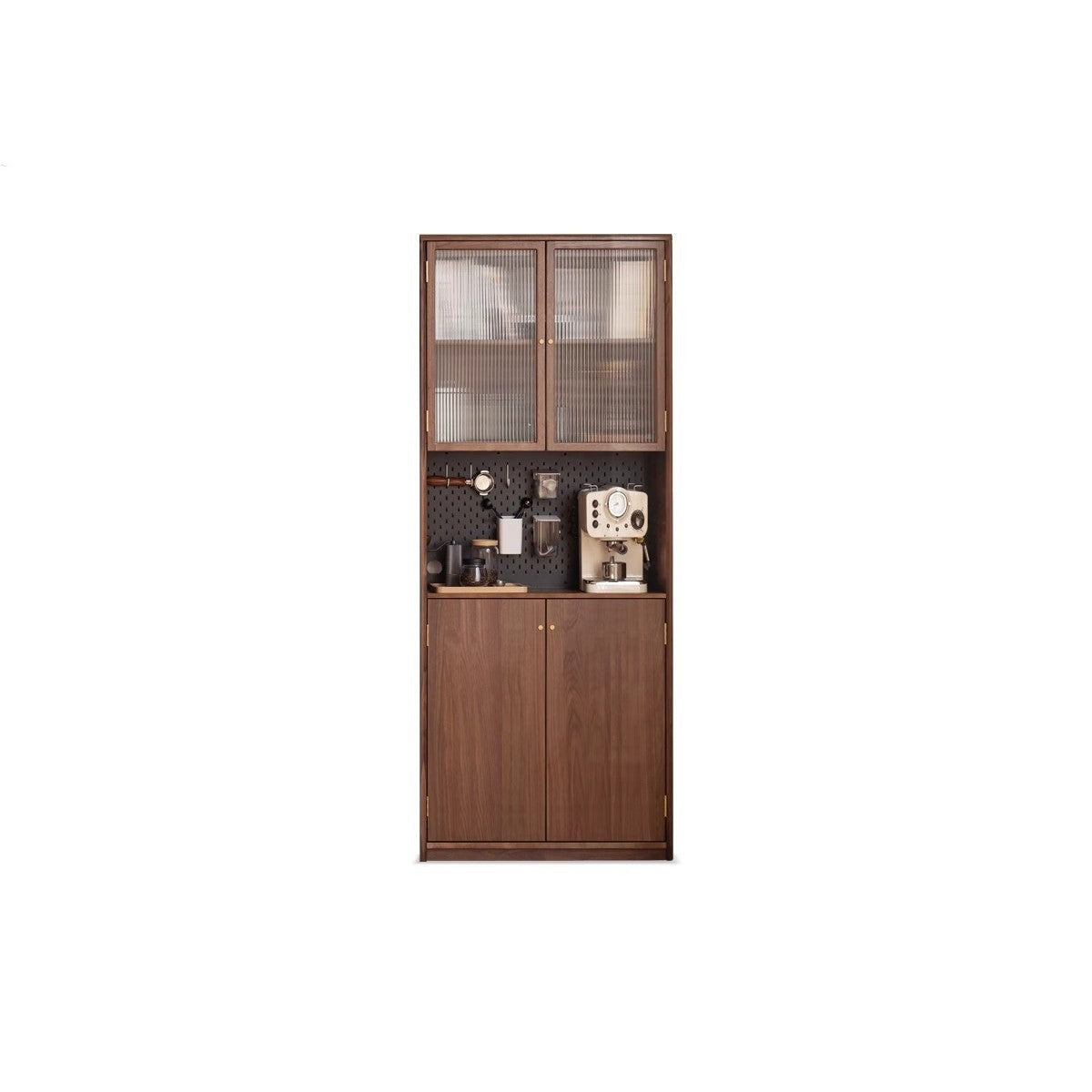 Black Walnut Solid Wood flat glass Double-door bookcase