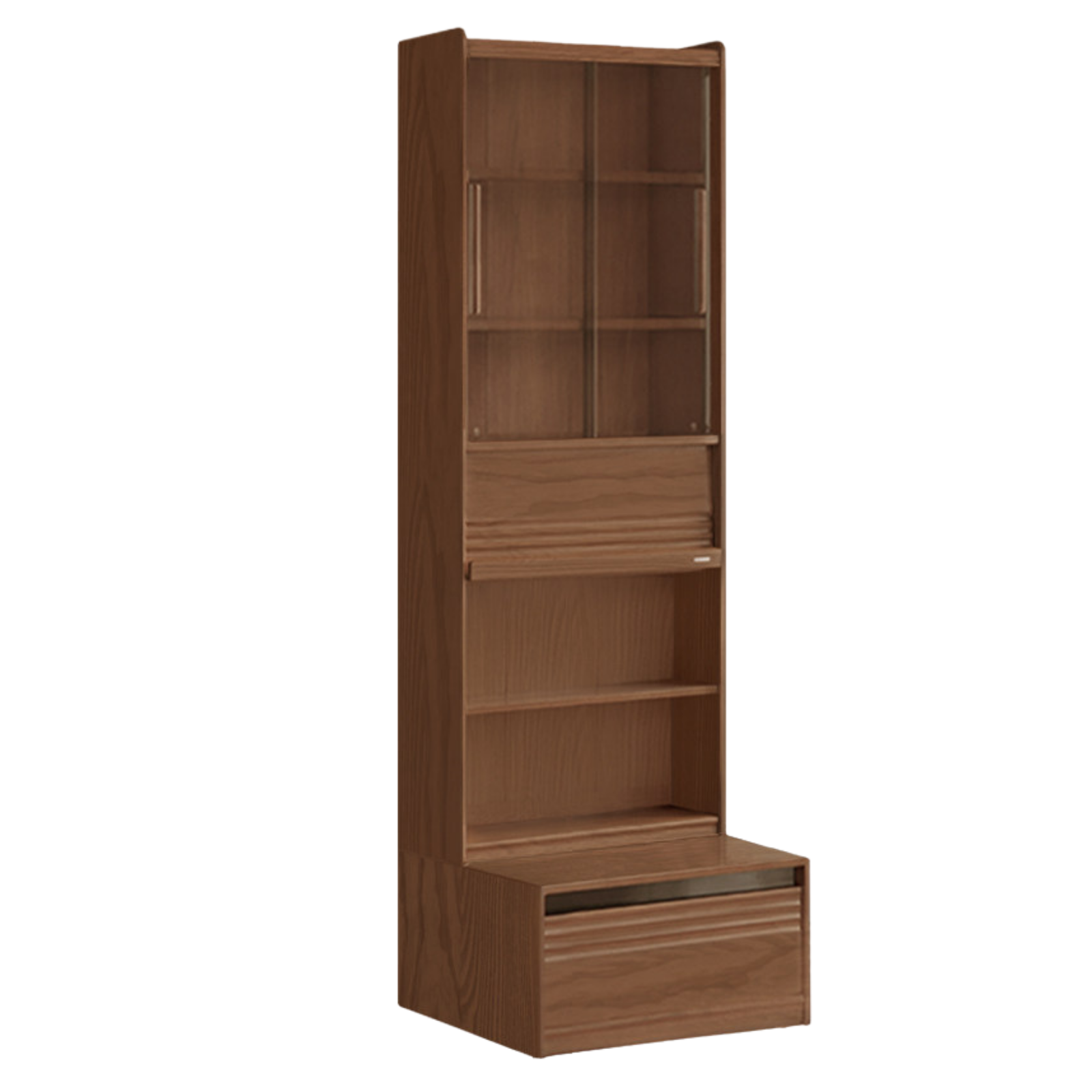 Black Walnut, Sandalwood, Oak, Ash Solid Wood Combination Bookcase with Floor Display and Luxury Storage
