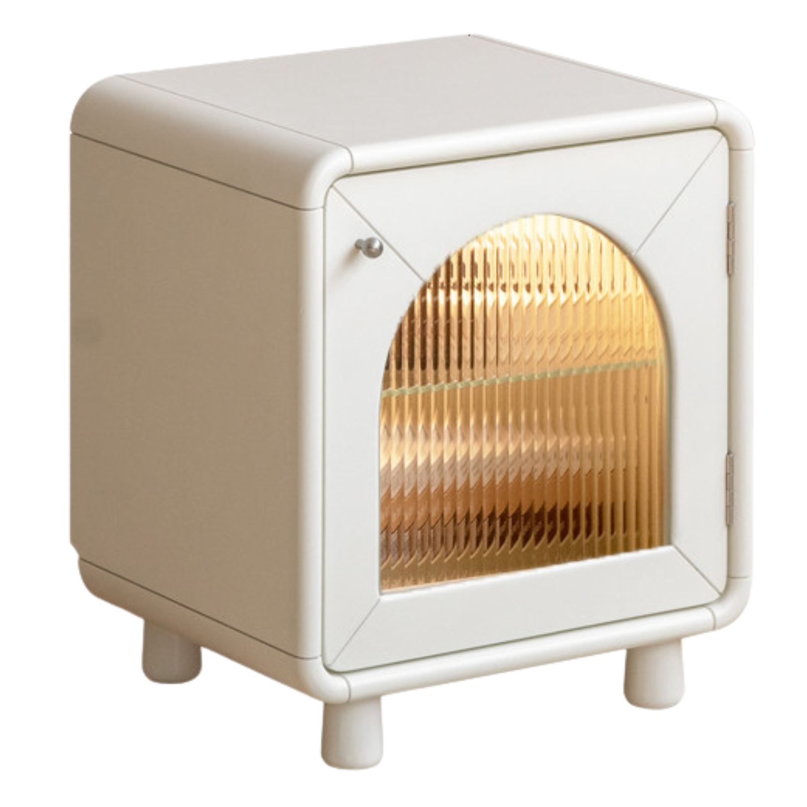 Solid RubberWood, Poplar Solid Wood Light Nightstand Cream Style