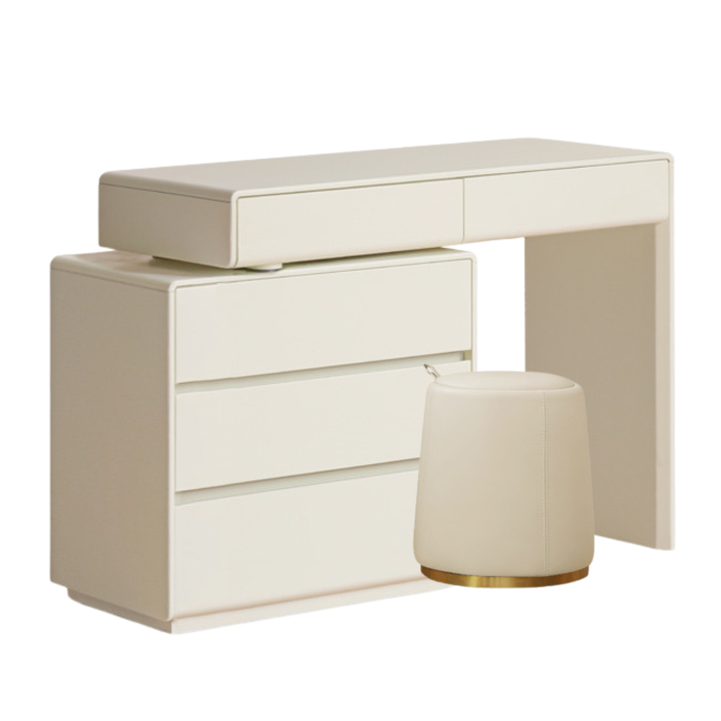 Poplar Solid Wood, Solid Rubberwood L-Shape Dressing Table