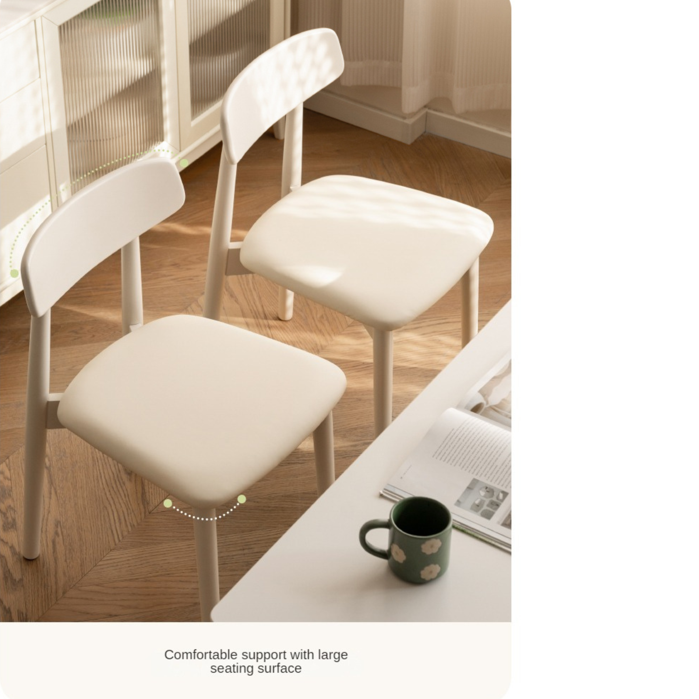4 pcs Solid RubberWood, Birch Solid Wood Dining Chair Cream Style