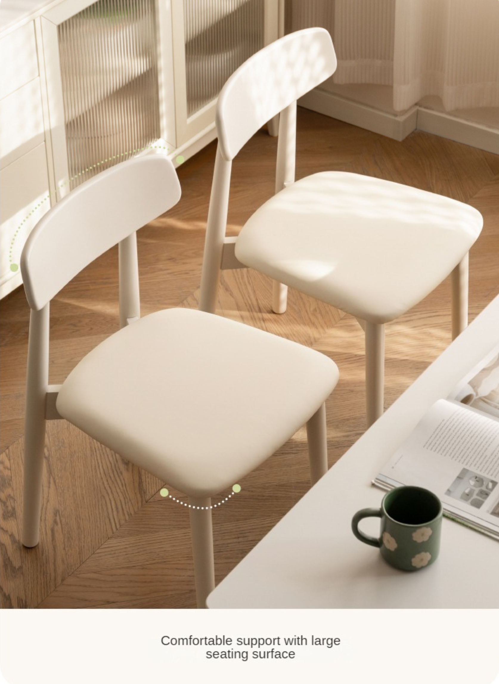 Set 4 pcs Solid Rubberwood Cream Style Dining Chair