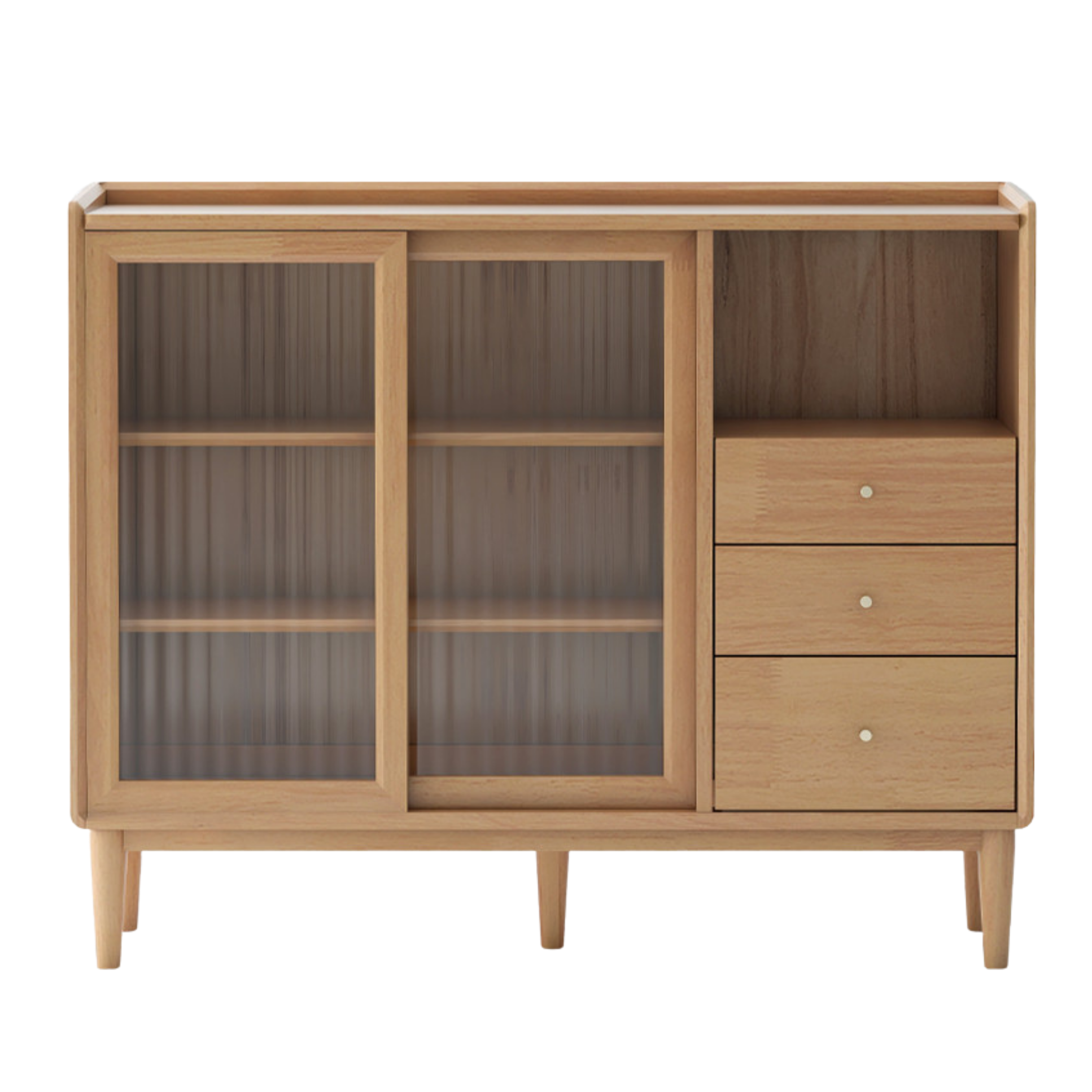 Oak, Ash, Black Walnut, Cherry, Beech Solid Wood, Solid RubberWood Ultra-thin Sideboard Sliding Door