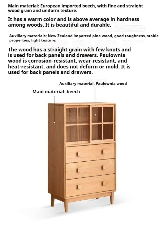 Beech Solid Wood Modern Simple with Light Storage Cabinet.