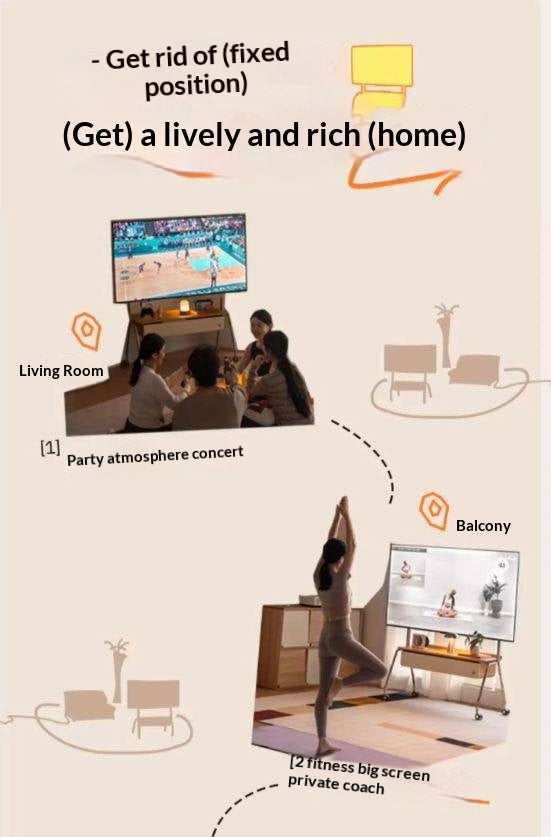 Beech Solid Wood Floor-Standing TV Stand with Modern Minimalist